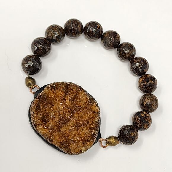 Genuine Agate Geode Boho Bracelet - Picture 2 of 5